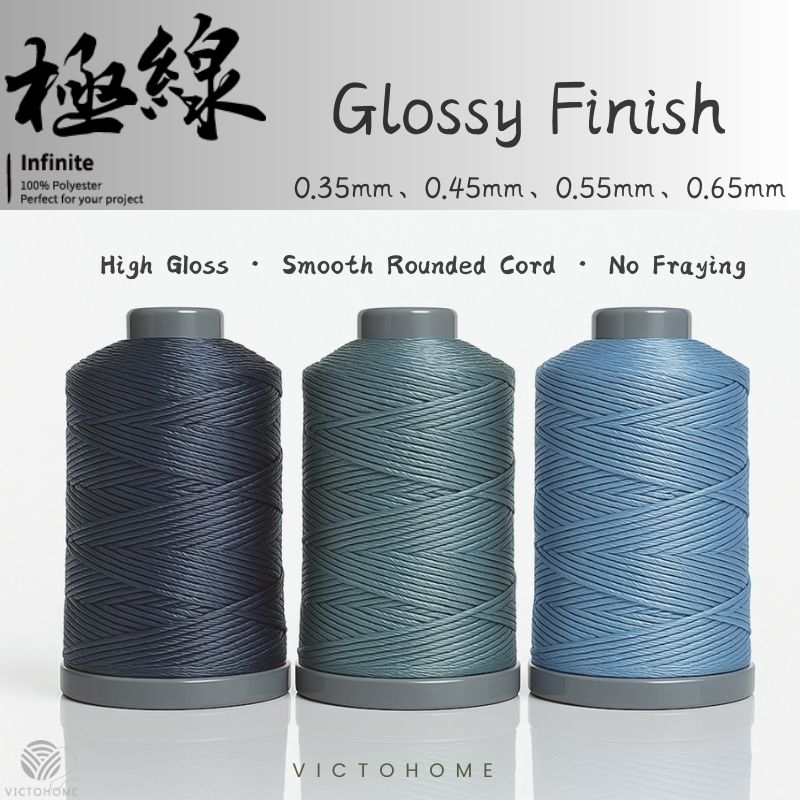 INFINITE 3-Ply No-Fray Round Waxed Thread | Large Roll | Glossy Finish | 4 Sizes | 36 Colors